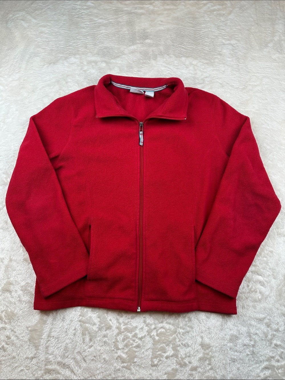 Kim Rogers Size M Red Sherpa Fleece Zip Jacket | Casual | Comfort | Everyday